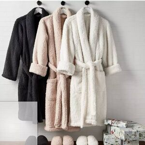 Pottery Barn Teddy Bear Robe Tan Size L Cozy Fleece Robe